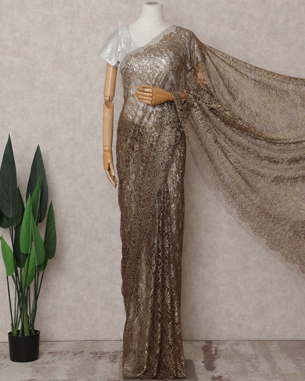 Bronze Brown Chantilly Lace Saree - D31685