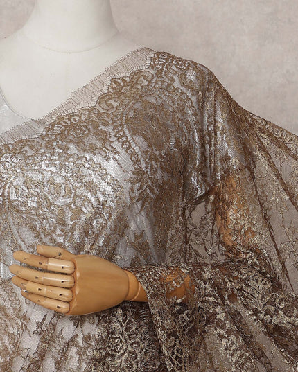 Bronze Brown Chantilly Lace Saree - D31685