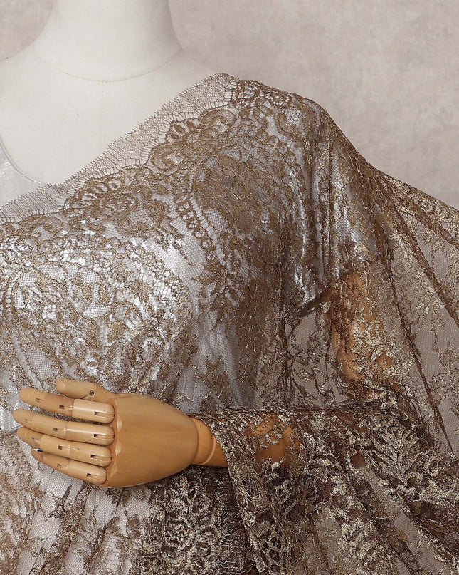 Bronze Brown Chantilly Lace Saree - D31685