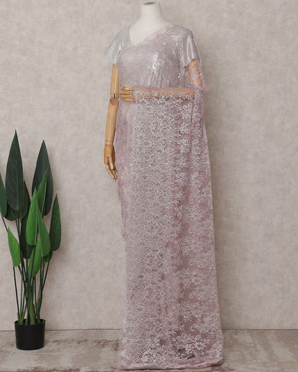 Dusty Rose Pink Chantilly Lace Saree - D31680