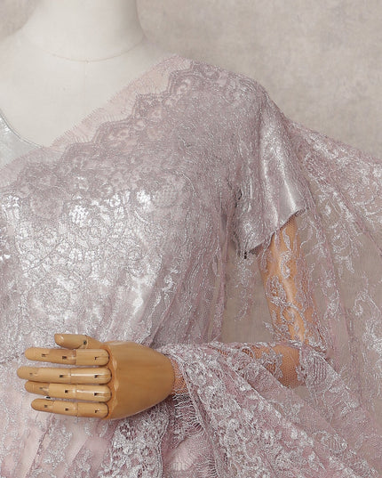 Dusty Rose Pink Chantilly Lace Saree - D31680