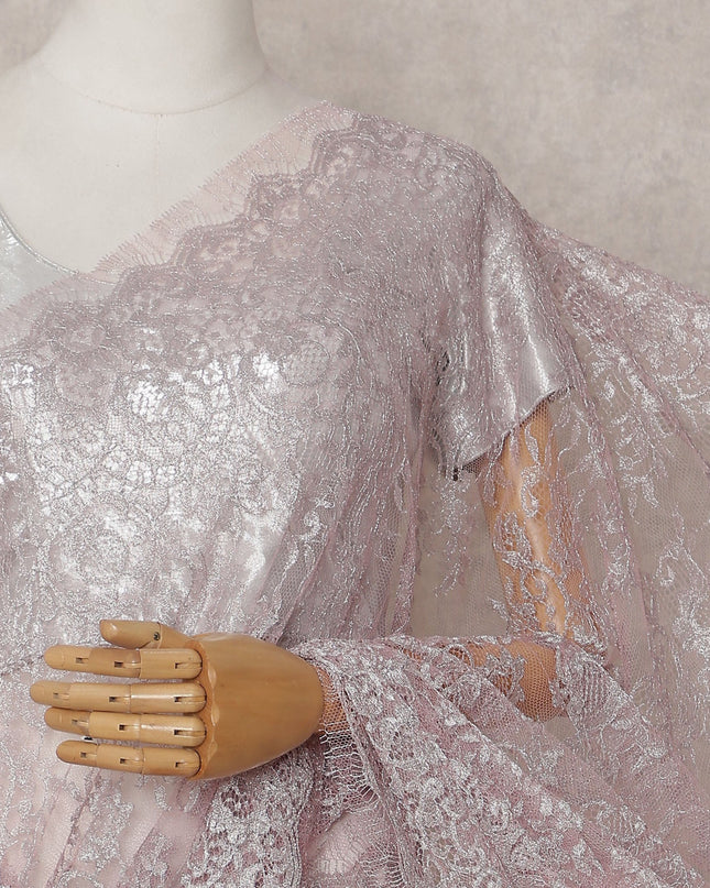 Dusty Rose Pink Chantilly Lace Saree - D31680