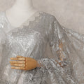 Metallic Silver Chantilly Lace Saree - D31671