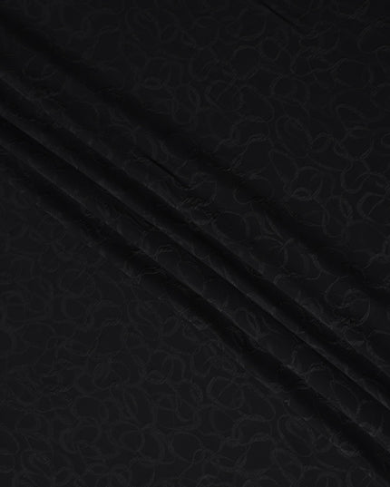 Jet Black Silk Crepe Jacquard Fabric 140cm