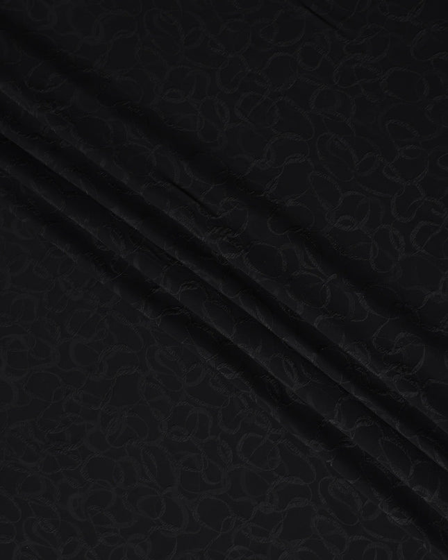 Jet Black Silk Crepe Jacquard Fabric 140cm