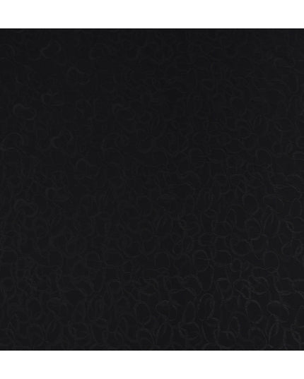 Jet Black Silk Crepe Jacquard Fabric 140cm