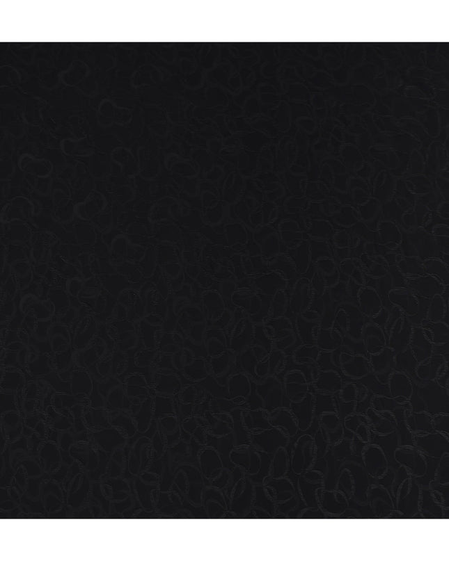 Jet Black Silk Crepe Jacquard Fabric 140cm