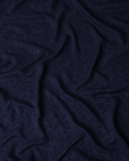 Navy Blue Silk Crepe Jacquard Fabric 140cm