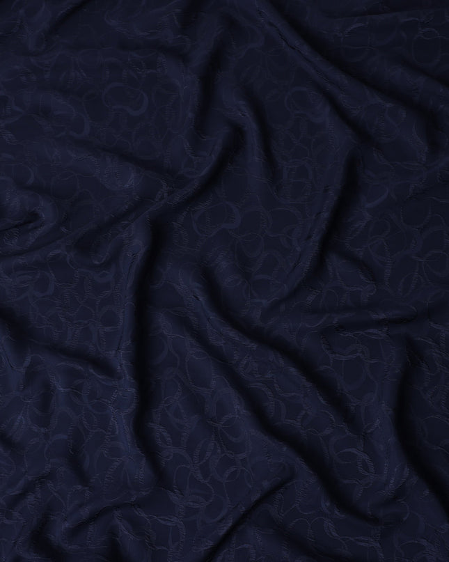 Navy Blue Silk Crepe Jacquard Fabric 140cm