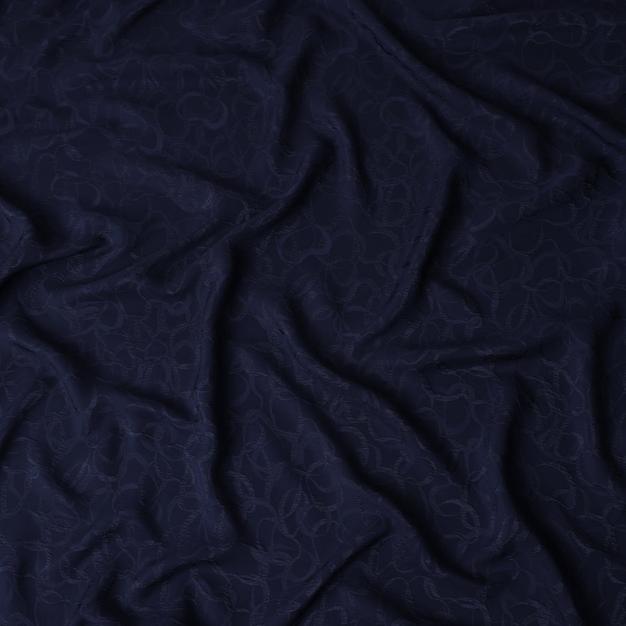 Navy Blue Silk Crepe Jacquard Fabric 140cm