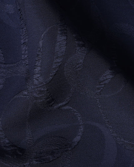 Navy Blue Silk Crepe Jacquard Fabric 140cm