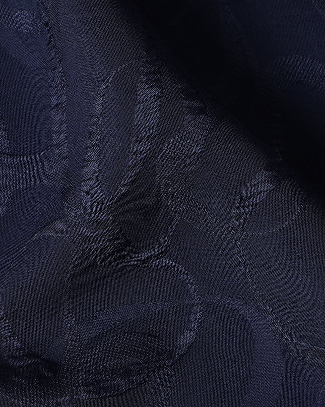 Navy Blue Silk Crepe Jacquard Fabric 140cm