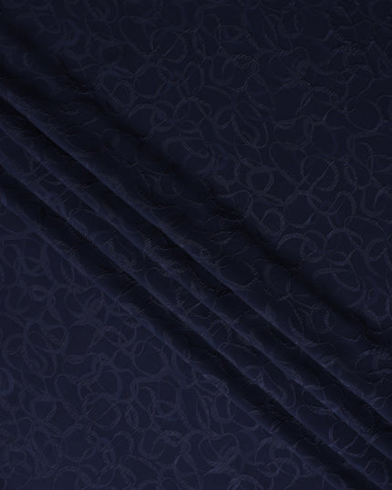 Navy Blue Silk Crepe Jacquard Fabric 140cm