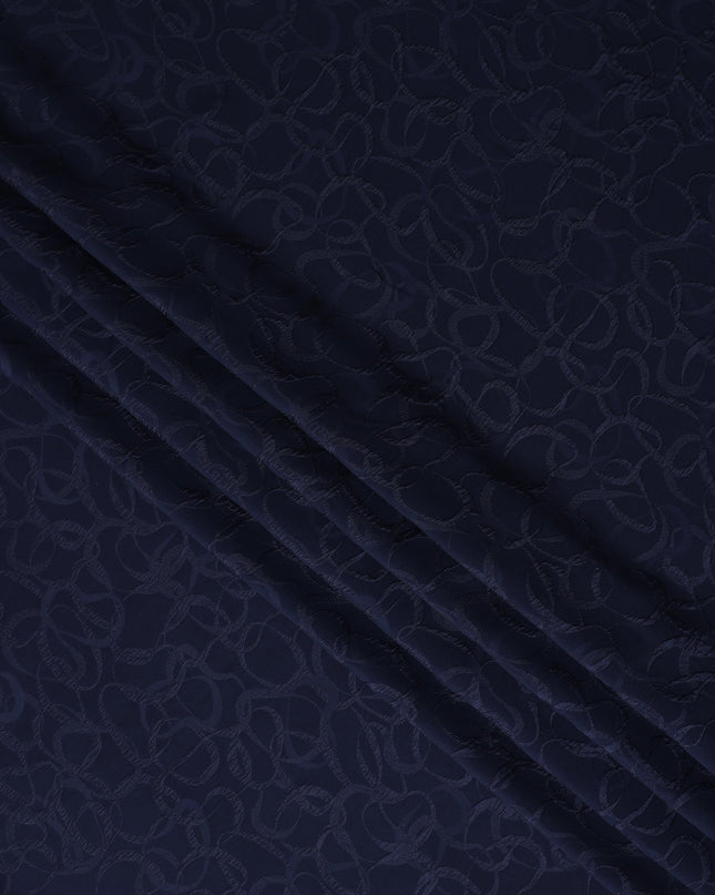 Navy Blue Silk Crepe Jacquard Fabric 140cm