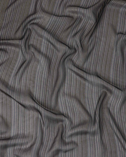 Charcoal Grey Metallic Silk Chiffon 110cm