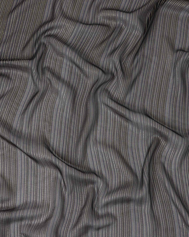 Charcoal Grey Metallic Silk Chiffon 110cm