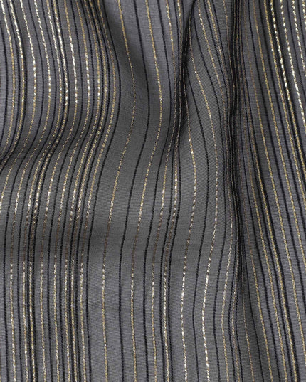 Charcoal Grey Metallic Silk Chiffon 110cm