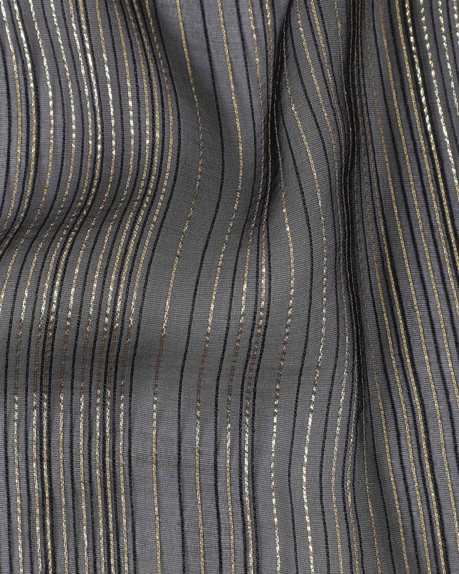 Charcoal Grey Metallic Silk Chiffon 110cm