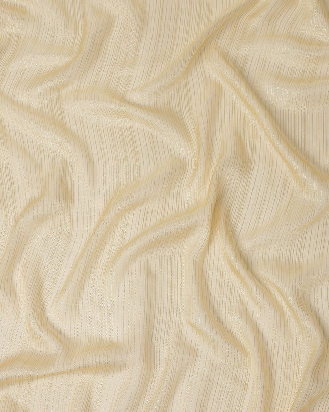 Cream Ivory Metallic Silk Chiffon 110cm