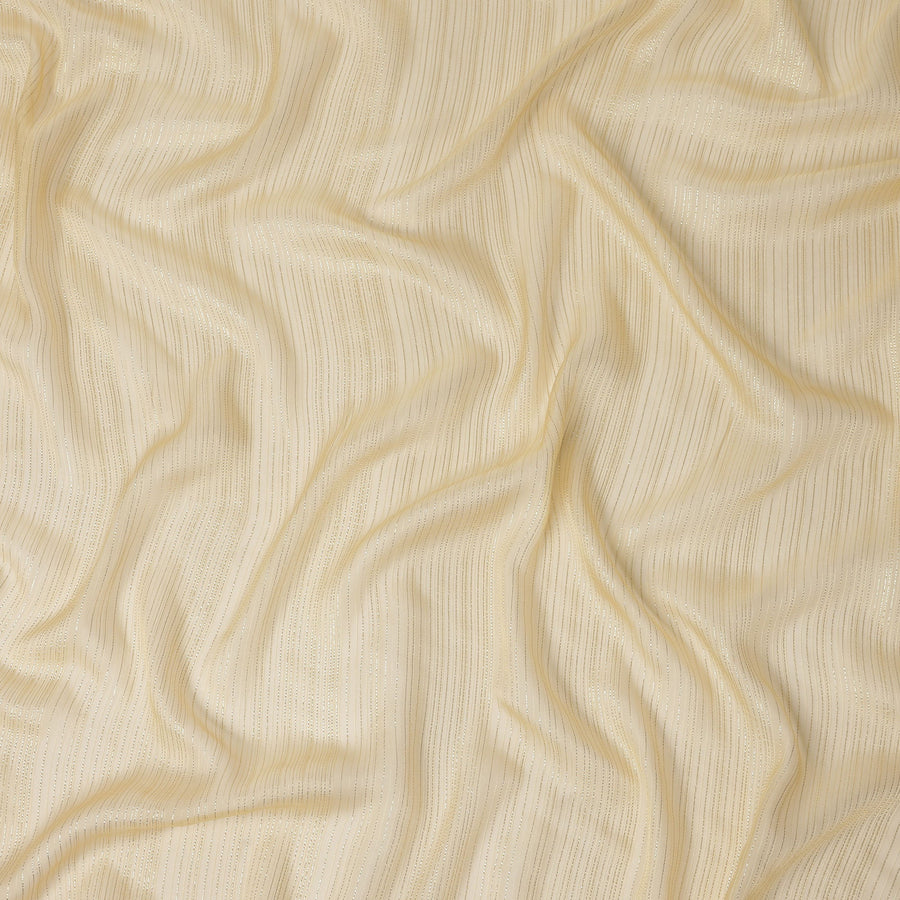 Cream Ivory Metallic Silk Chiffon 110cm