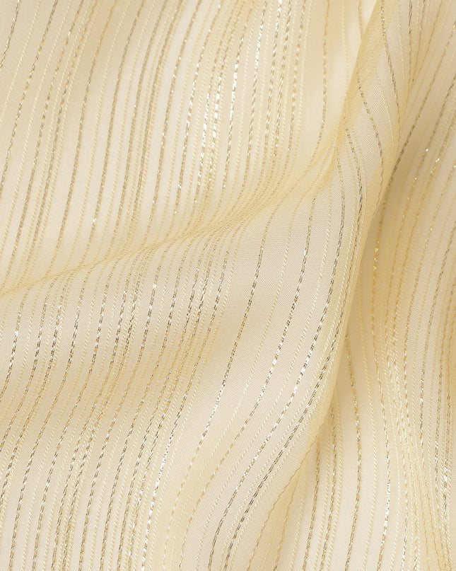 Cream Ivory Metallic Silk Chiffon 110cm
