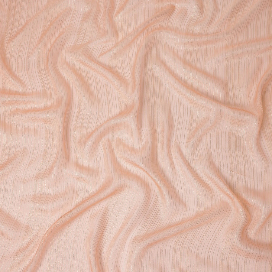 Peach Pink Metallic Silk Chiffon 110cm