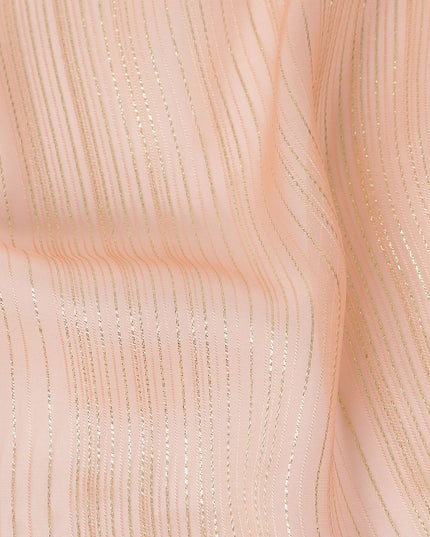 Peach Pink Metallic Silk Chiffon 110cm