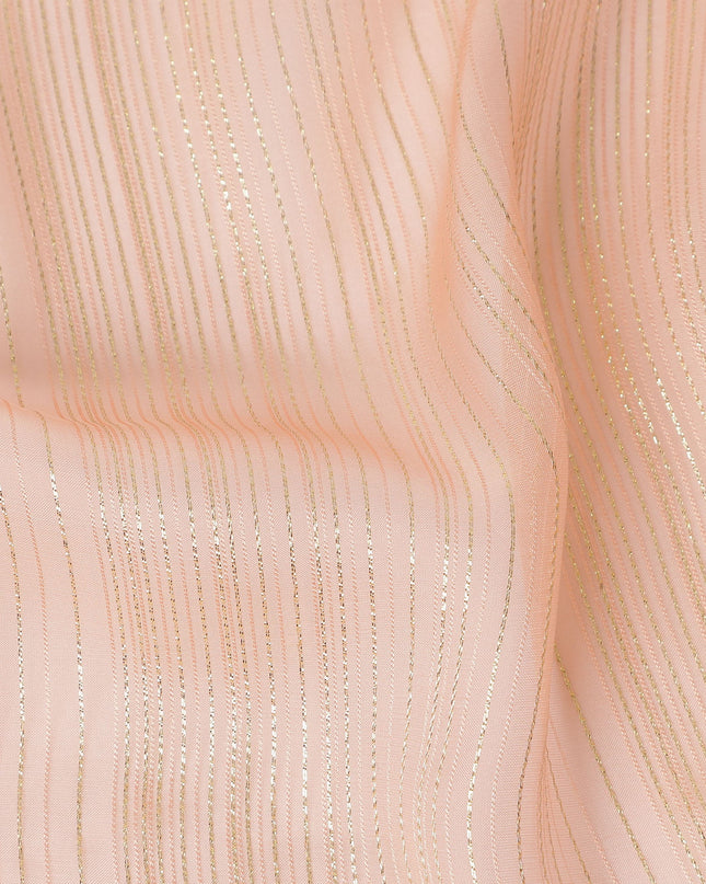 Peach Pink Metallic Silk Chiffon 110cm