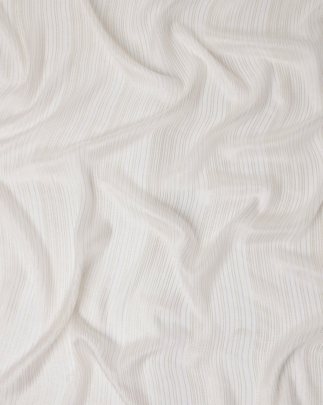 Ivory White Metallic Silk Chiffon 110cm