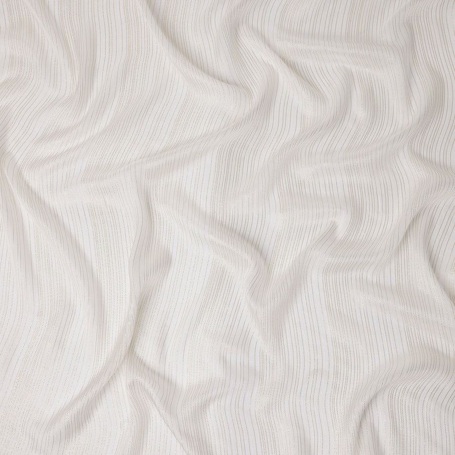 Ivory White Metallic Silk Chiffon 110cm