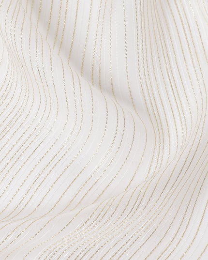 Ivory White Metallic Silk Chiffon 110cm