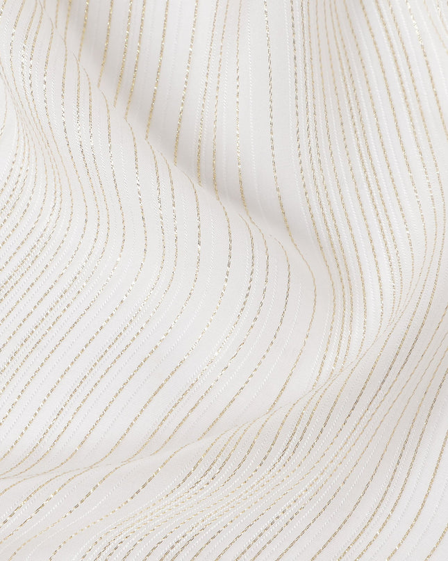 Ivory White Metallic Silk Chiffon 110cm