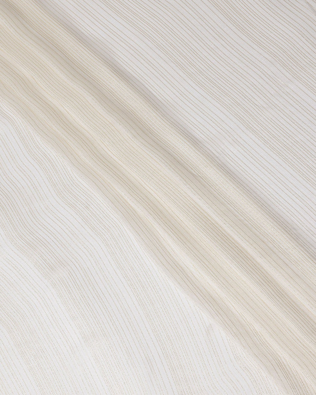 Ivory White Metallic Silk Chiffon 110cm