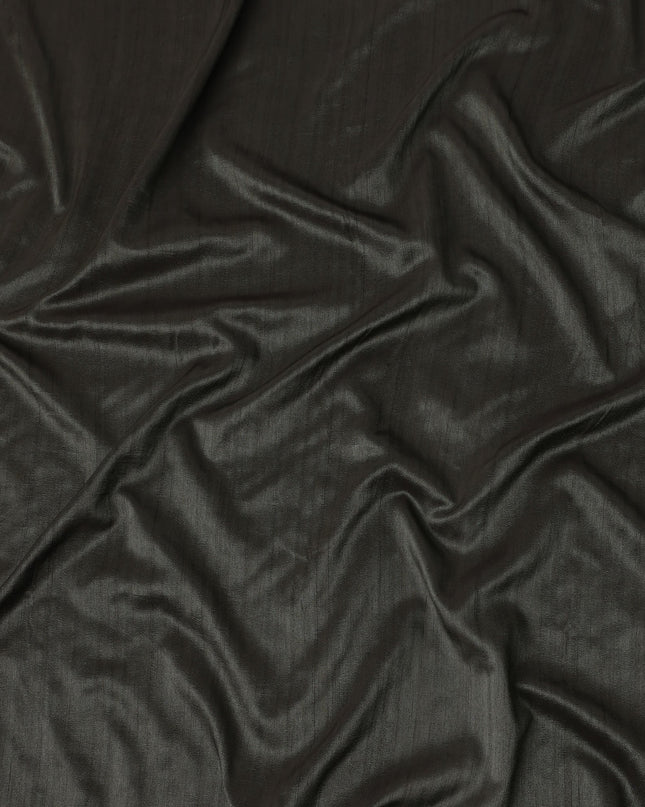 Charcoal Black Synthetic Tussar Embroidery Fabric 110cm