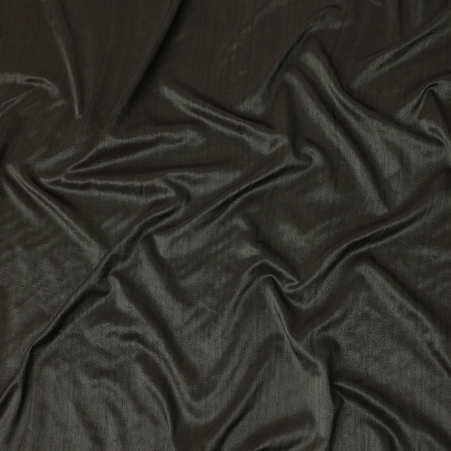 Charcoal Black Synthetic Tussar Embroidery Fabric 110cm