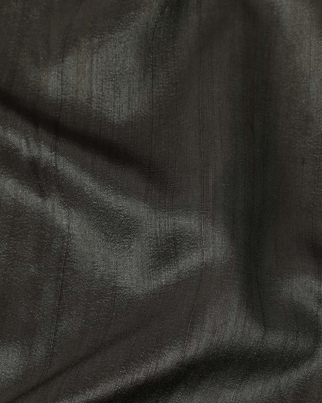 Charcoal Black Synthetic Tussar Embroidery Fabric 110cm