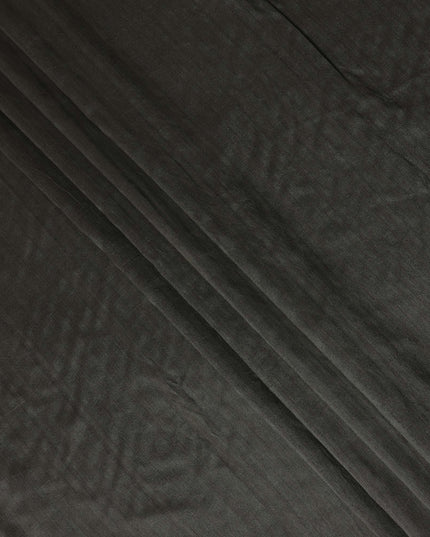 Charcoal Black Synthetic Tussar Embroidery Fabric 110cm