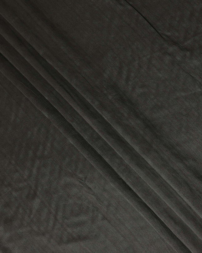 Charcoal Black Synthetic Tussar Embroidery Fabric 110cm