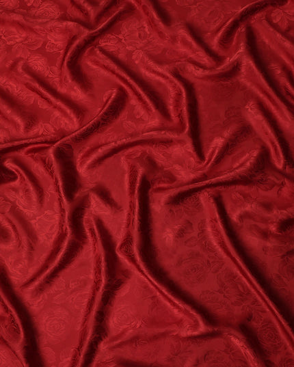 Cherry Red Self Tone Silk Satin Fabric 140cm