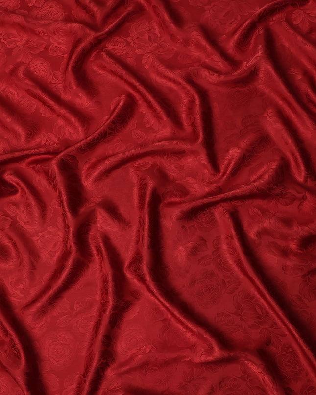 Cherry Red Self Tone Silk Satin Fabric 140cm