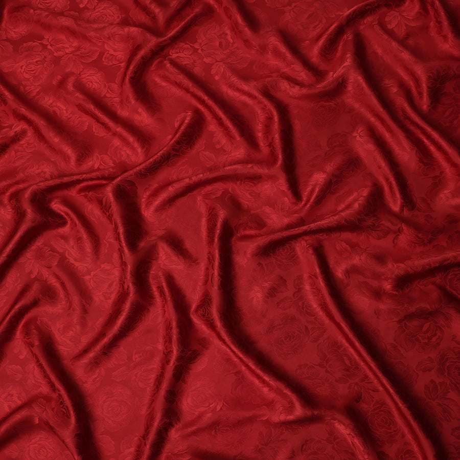 Cherry Red Self Tone Silk Satin Fabric 140cm