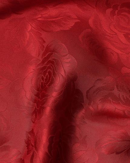Cherry Red Self Tone Silk Satin Fabric 140cm