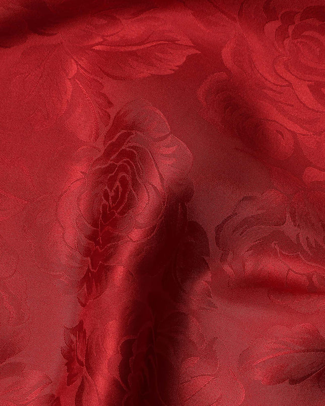 Cherry Red Self Tone Silk Satin Fabric 140cm