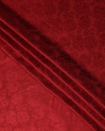 Cherry Red Self Tone Silk Satin Fabric 140cm