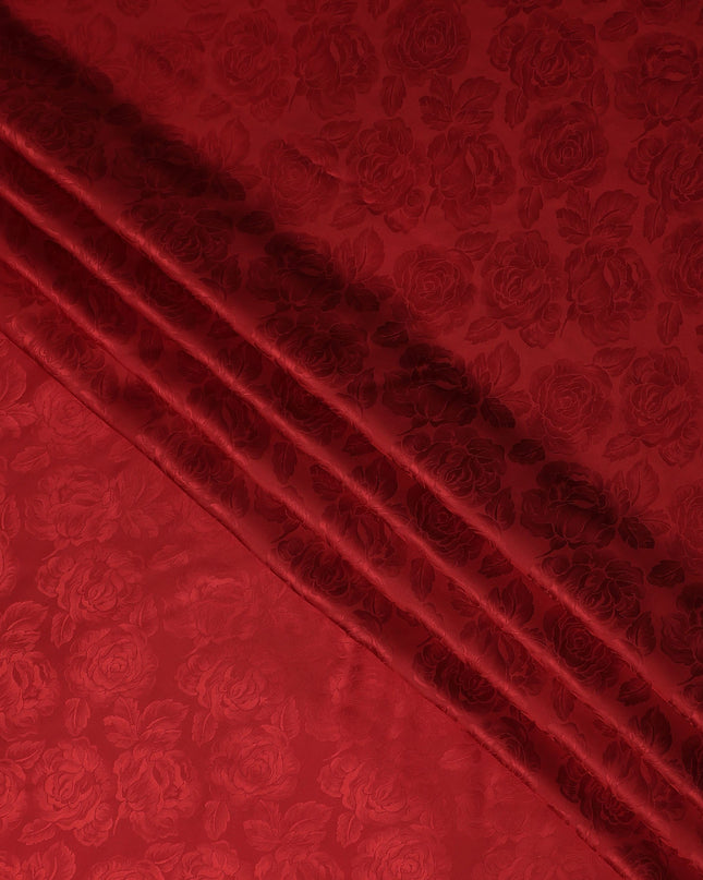 Cherry Red Self Tone Silk Satin Fabric 140cm