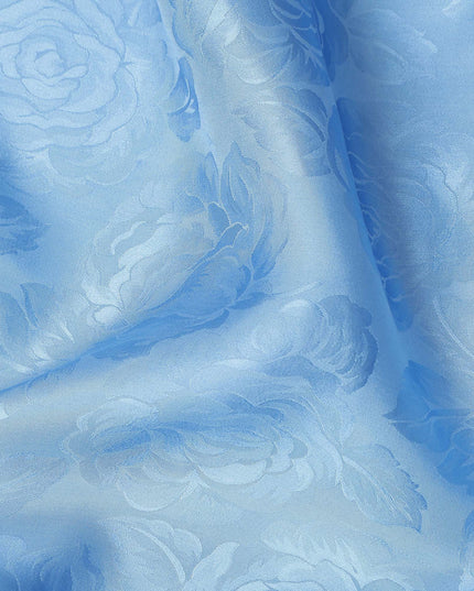 Sky Blue Self Tone Silk Satin Fabric 140cm