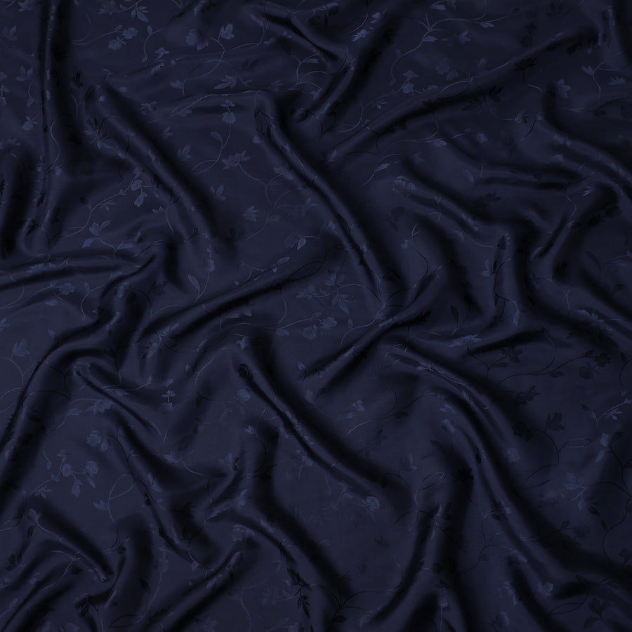 Navy Blue Self Tone Silk Satin Fabric 140cm