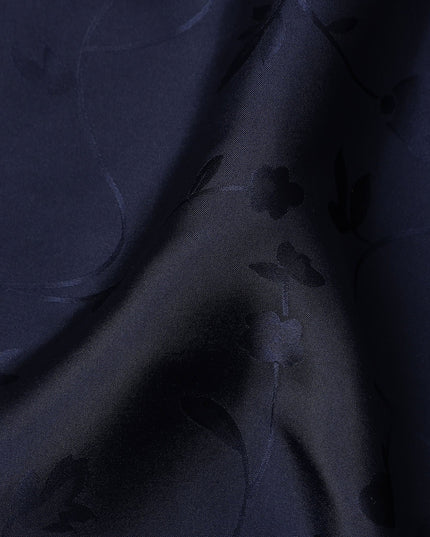 Navy Blue Self Tone Silk Satin Fabric 140cm