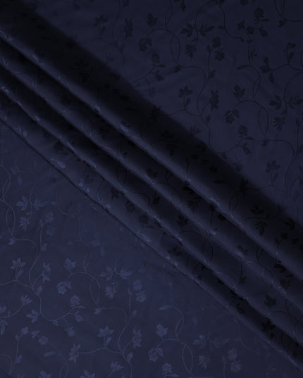 Navy Blue Self Tone Silk Satin Fabric 140cm