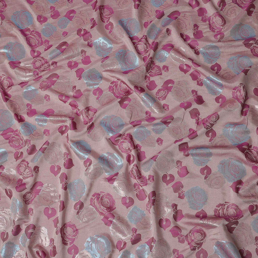 Dusty Rose Pink Bouquet Floral Silk Satin Fabric 110cm